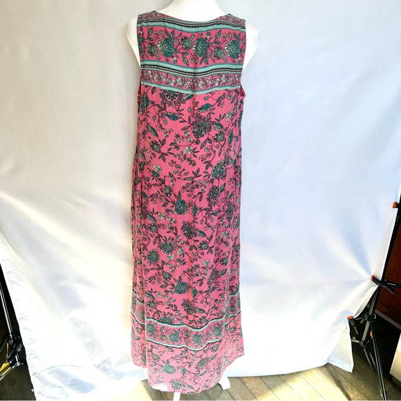 J Jill Dreamscape Border Print Maxi Dress Pink Floral Sleeveless Size Small - Picture 9 of 16